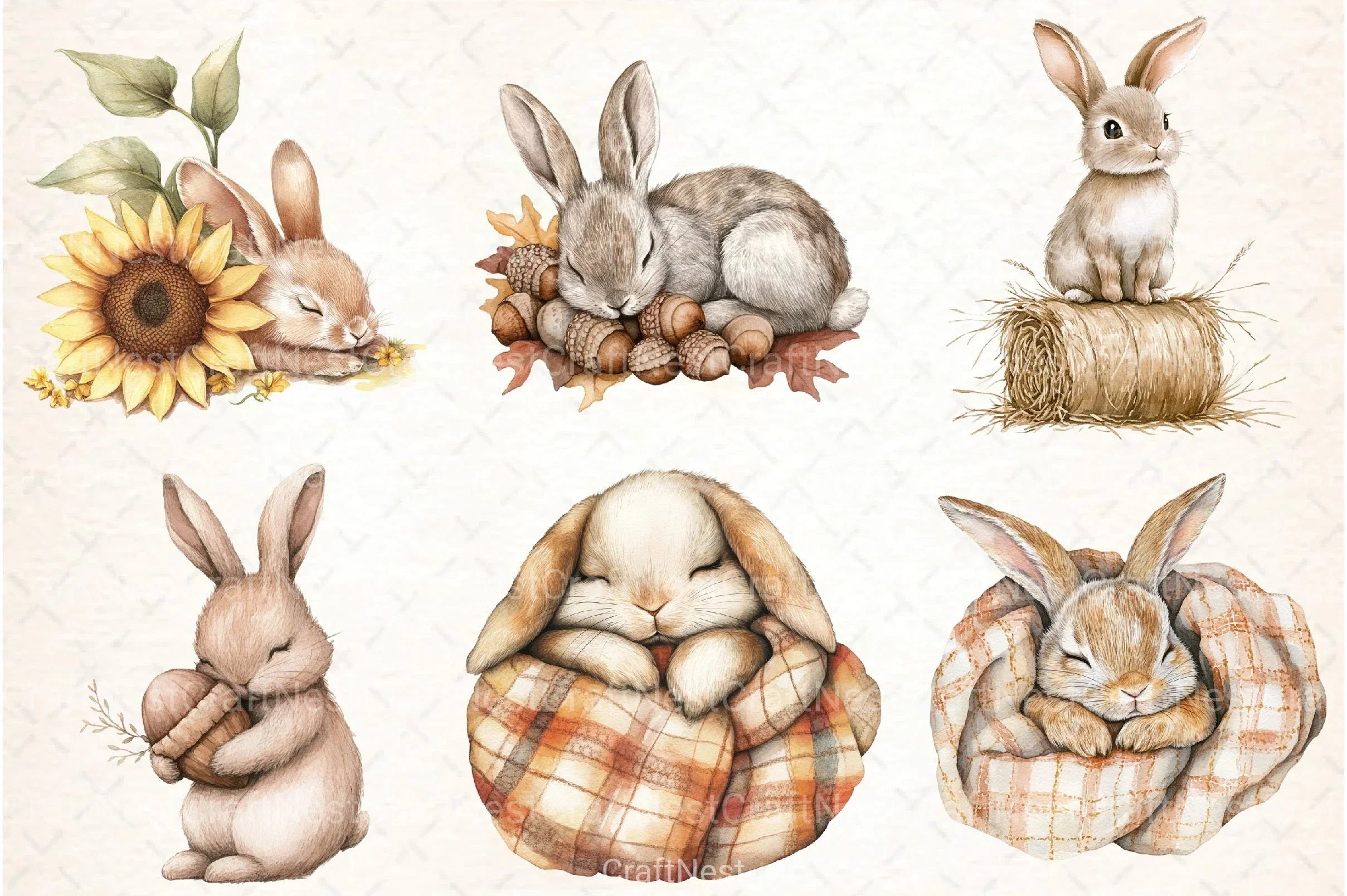 Cute Autumn Bunny Clipart Bundle 77 - CraftNest - Digital Crafting and Art