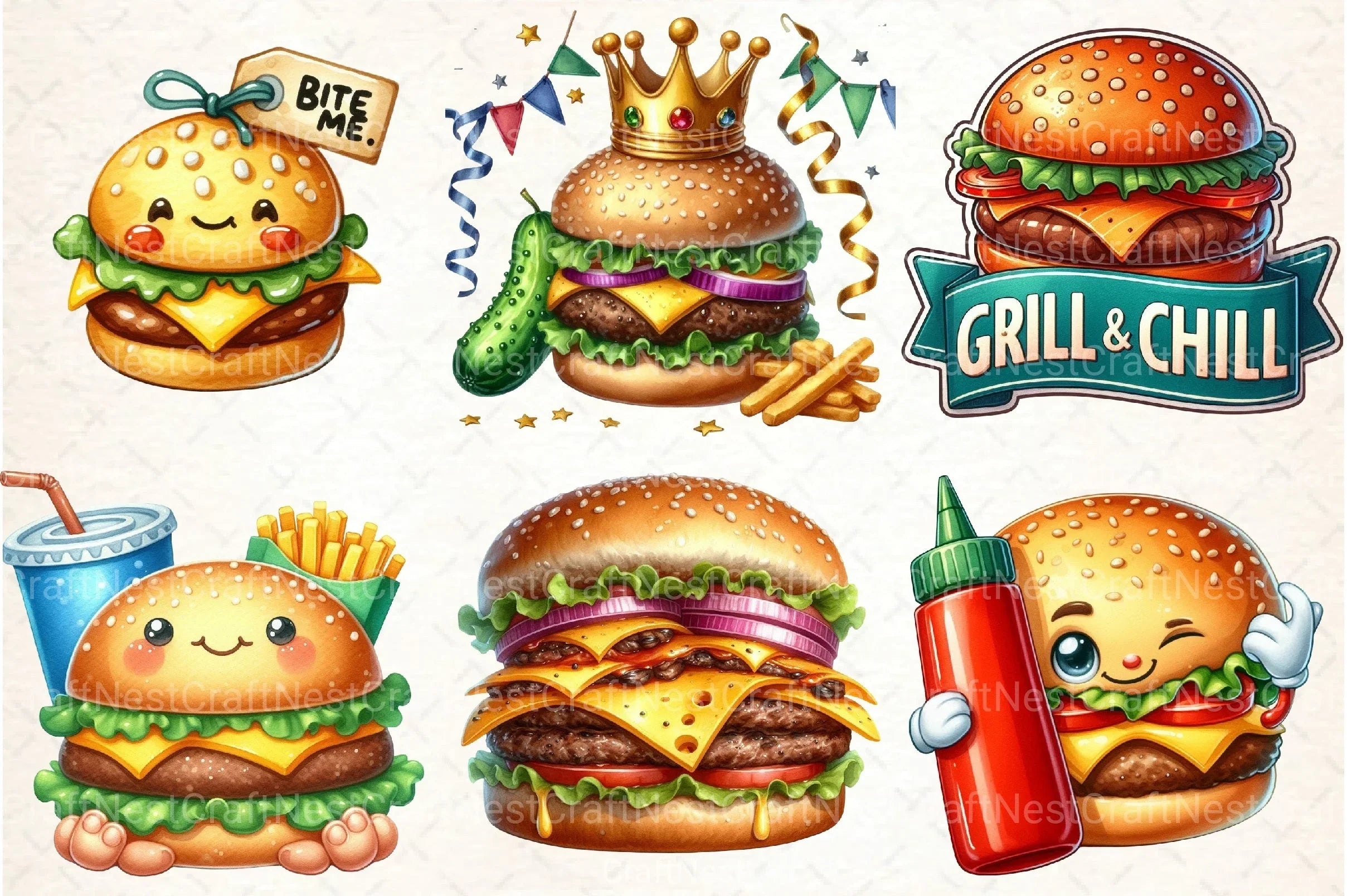 Cheeseburger Clipart Bundle 99 - CraftNest - Digital Crafting and Art