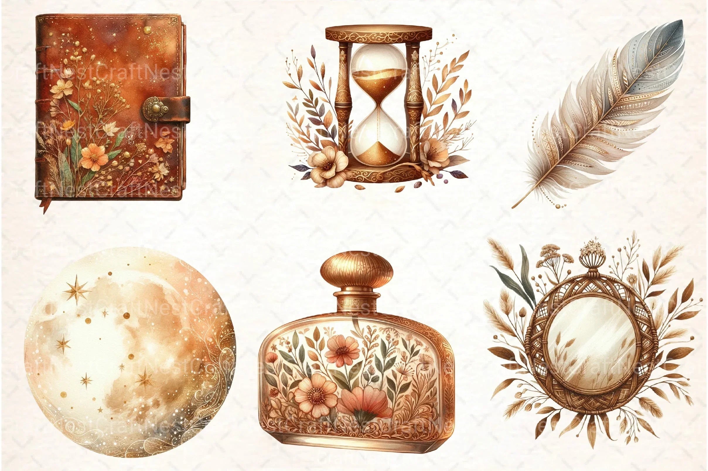 Boho Vibes Vintage Elements Clipart Bundle - CraftNest - Digital Crafting and Art