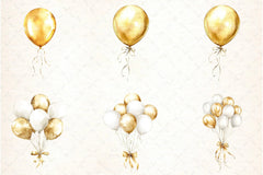 White and Gold Balloons Clipart Bundle - CraftNest - Digital Crafting and Art