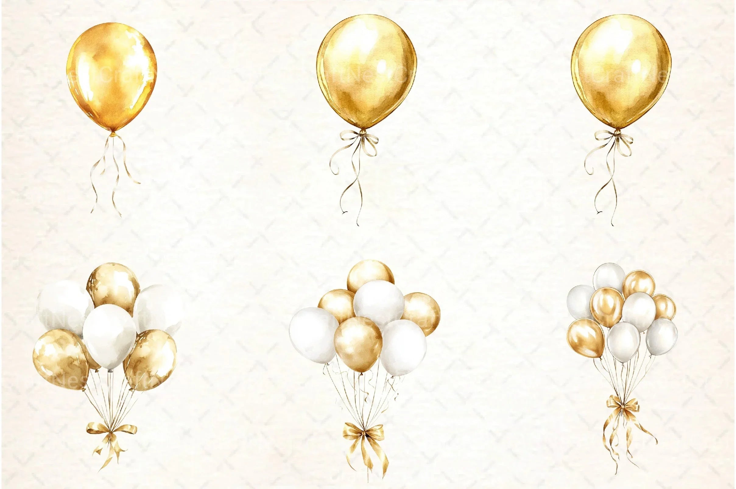 White and Gold Balloons Clipart Bundle - CraftNest - Digital Crafting and Art