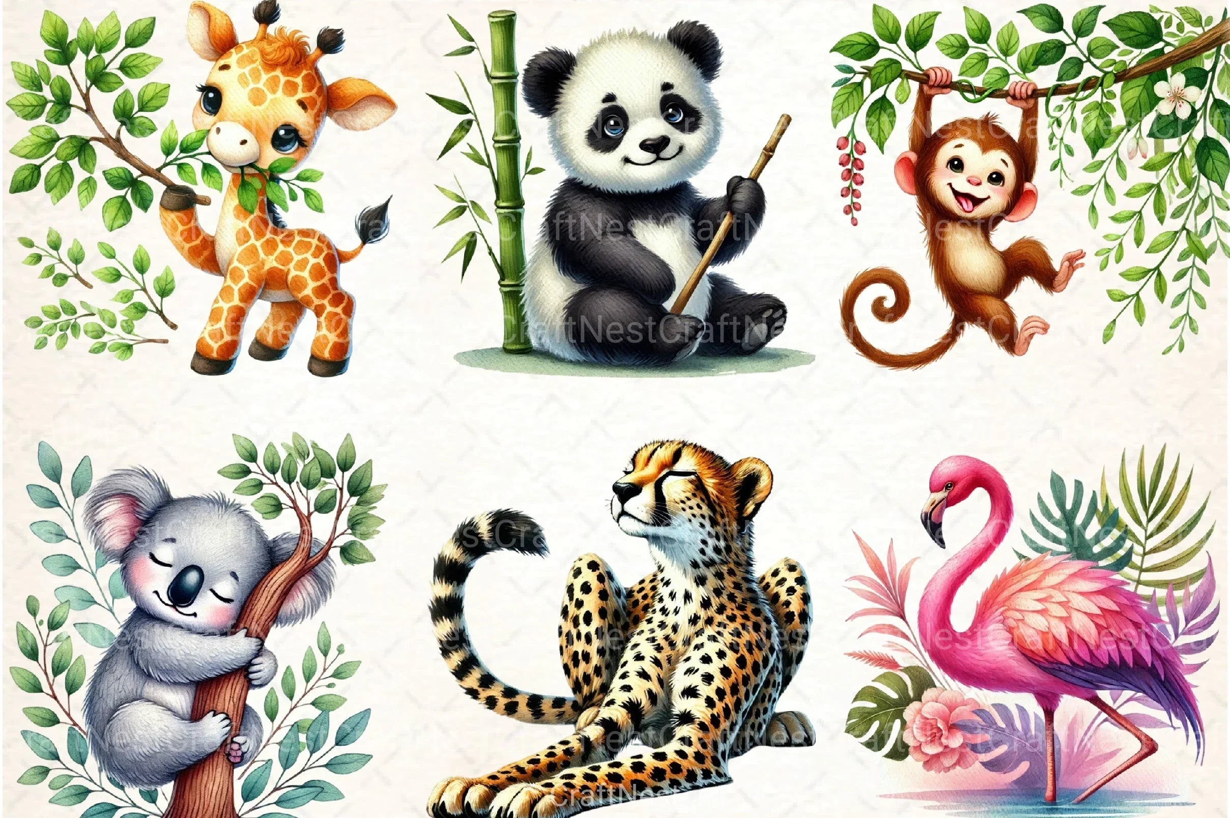 Cute Animals Clipart Bundle 8 - CraftNest - Digital Crafting and Art