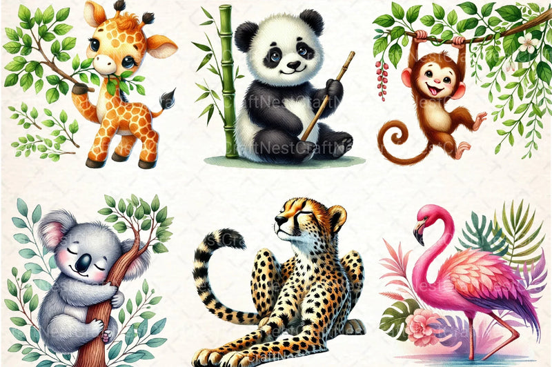 Cute Animals Clipart Bundle 8 - CraftNest - Digital Crafting and Art
