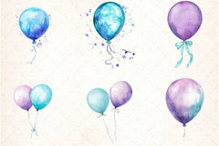 Aqua and Purple Balloons Clipart Bundle - CraftNest - Digital Crafting and Art