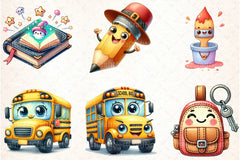 Cartoon School Clipart Bundle - CraftNest - Digital Crafting and Art