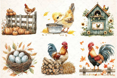 Autumn Chicken Coop Clipart Bundle 99 - CraftNest - Digital Crafting and Art