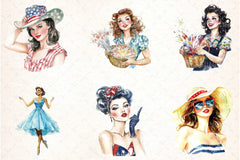 Retro Woman 4th of July Clipart Bundle - CraftNest - Digital Crafting and Art