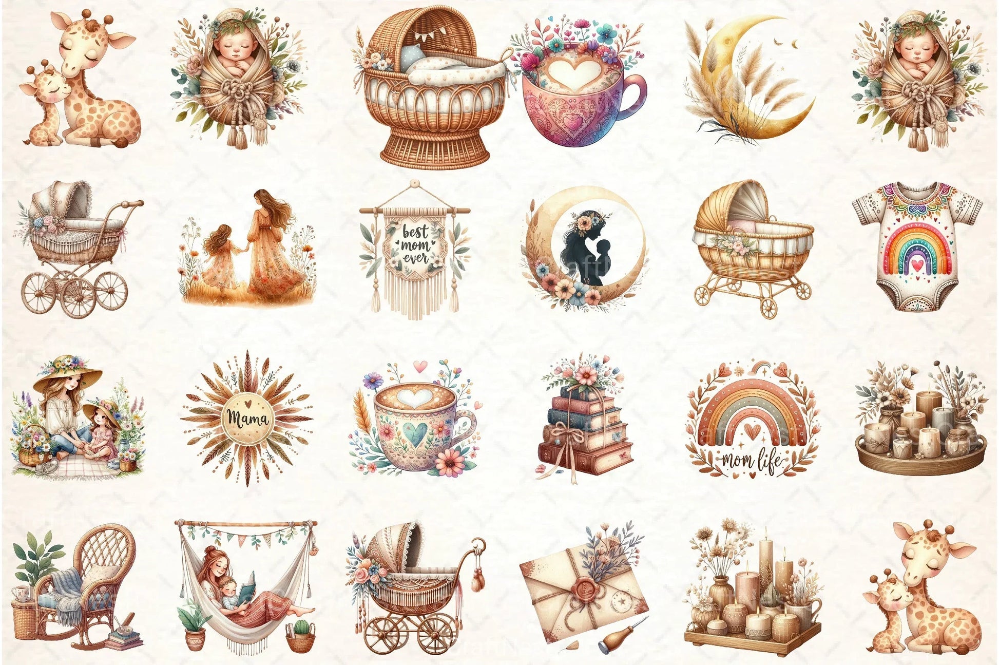 Boho Mother's Day Clipart Bundle 123 - CraftNest - Digital Crafting and Art