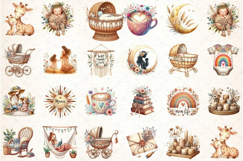 Boho Mother's Day Clipart Bundle 123 - CraftNest - Digital Crafting and Art