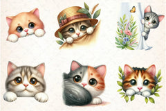 Peeking Cat Clipart Bundle - CraftNest - Digital Crafting and Art