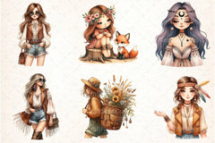 Tribal Boho Girl Clipart Bundle 14 - CraftNest - Digital Crafting and Art