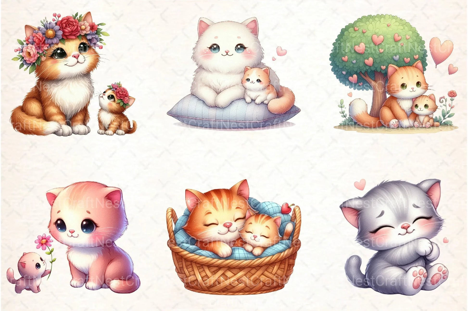 Cat Mother's Day Clipart Bundle - CraftNest - Digital Crafting and Art