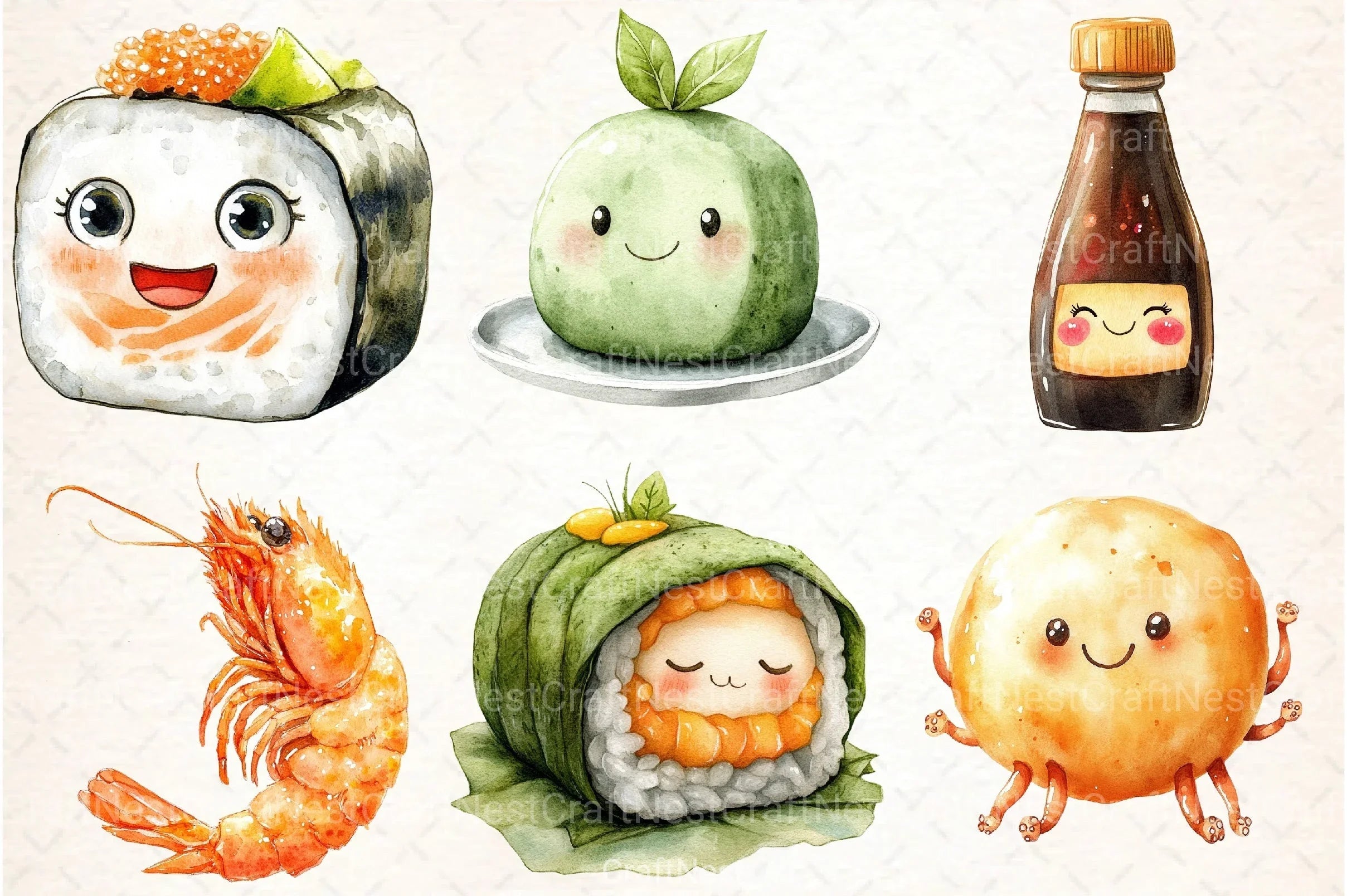 Happy Japanese Food Clipart Bundle - CraftNest - Digital Crafting and Art