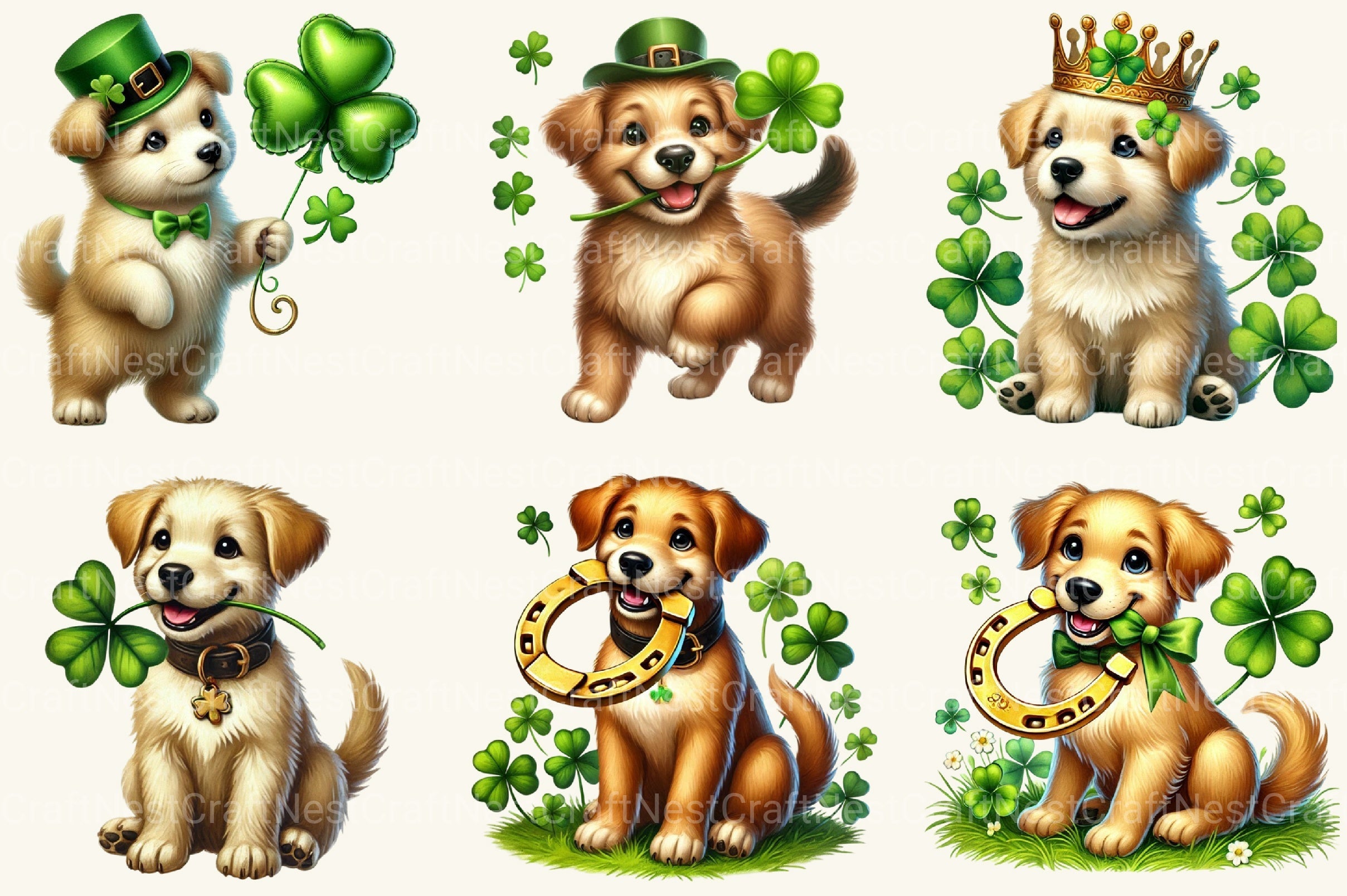 St Patrick's Dogs Clipart Bundle