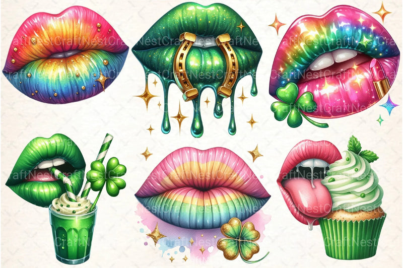 Sexy Lips St. Patrick's Day Clipart Bundle - CraftNest - Digital Crafting and Art