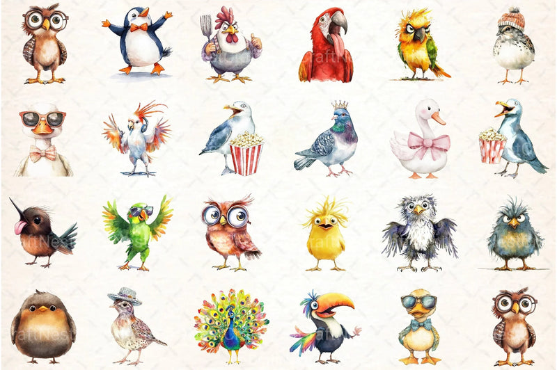 Funny Cartoon Birds Clipart Bundle - CraftNest - Digital Crafting and Art