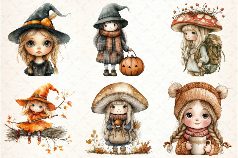 Bewitching Autumn Doll Clipart Bundle - CraftNest - Digital Crafting and Art