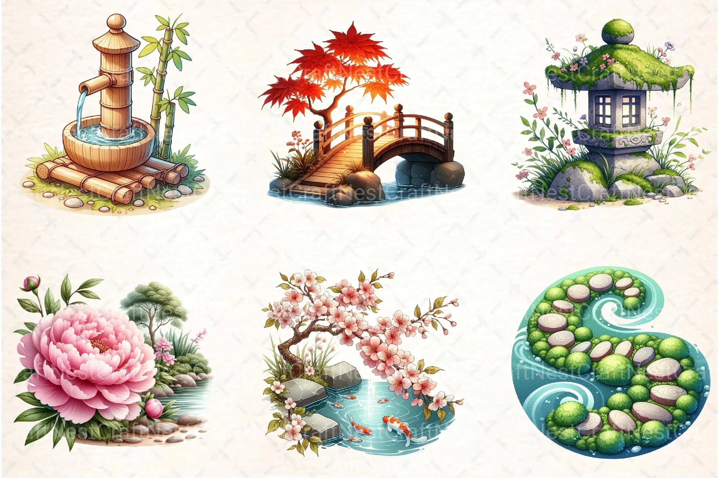 Japanese Garden Clipart Bundle - CraftNest - Digital Crafting and Art