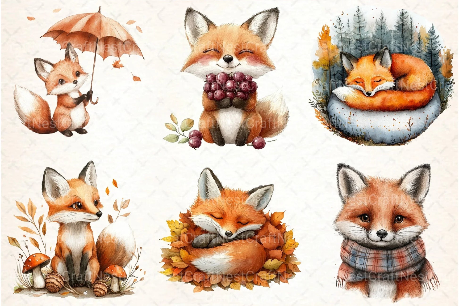Autumn Fox Clipart Bundle 99 - CraftNest - Digital Crafting and Art