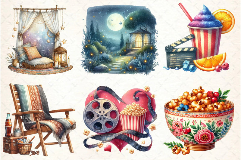 Summer Movie Night Clipart Bundle - CraftNest - Digital Crafting and Art