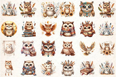 Boho Owl Clipart Bundle 99 - CraftNest - Digital Crafting and Art