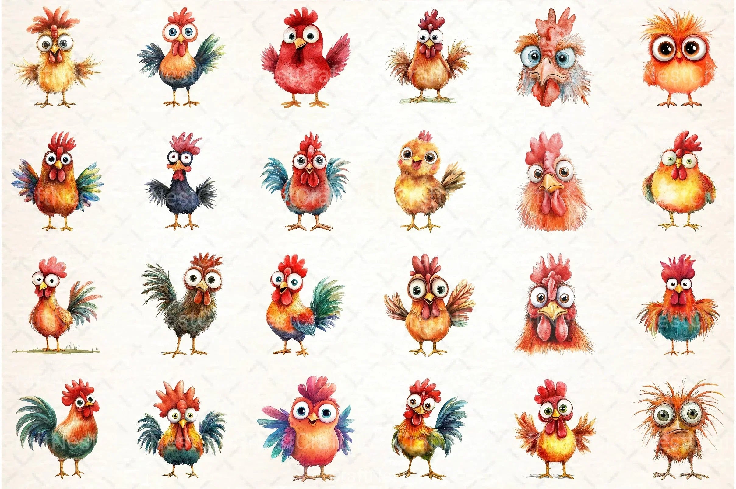 Quirky Funny Chicken Clipart Bundle 1 - CraftNest - Digital Crafting and Art