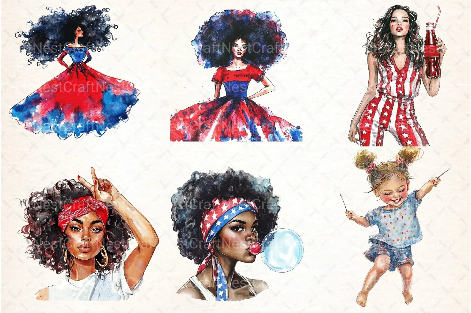 4th July Girls Clipart Bundle - CraftNest - Digital Crafting and Art