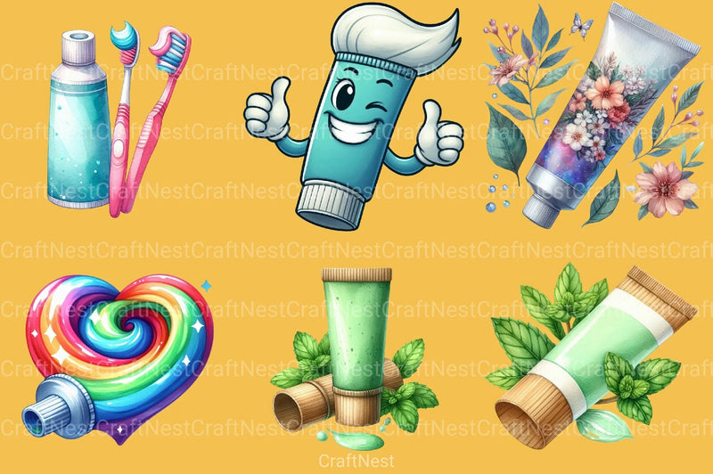Toothpaste Clipart Bundle - CraftNest - Digital Crafting and Art