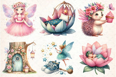 Pink Woodland Fairy Clipart Bundle - CraftNest - Digital Crafting and Art