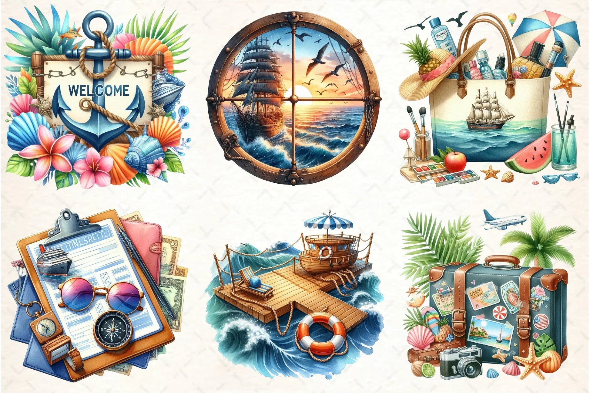 Cruise Adventure Summer Clipart Bundle - CraftNest - Digital Crafting and Art