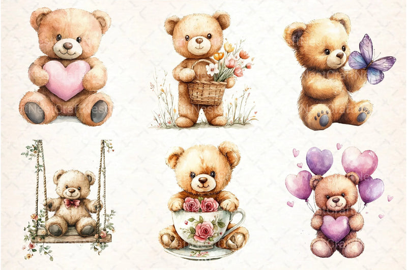 Mother's Day Teddy Bear Clipart Bundle 1 - CraftNest - Digital Crafting and Art