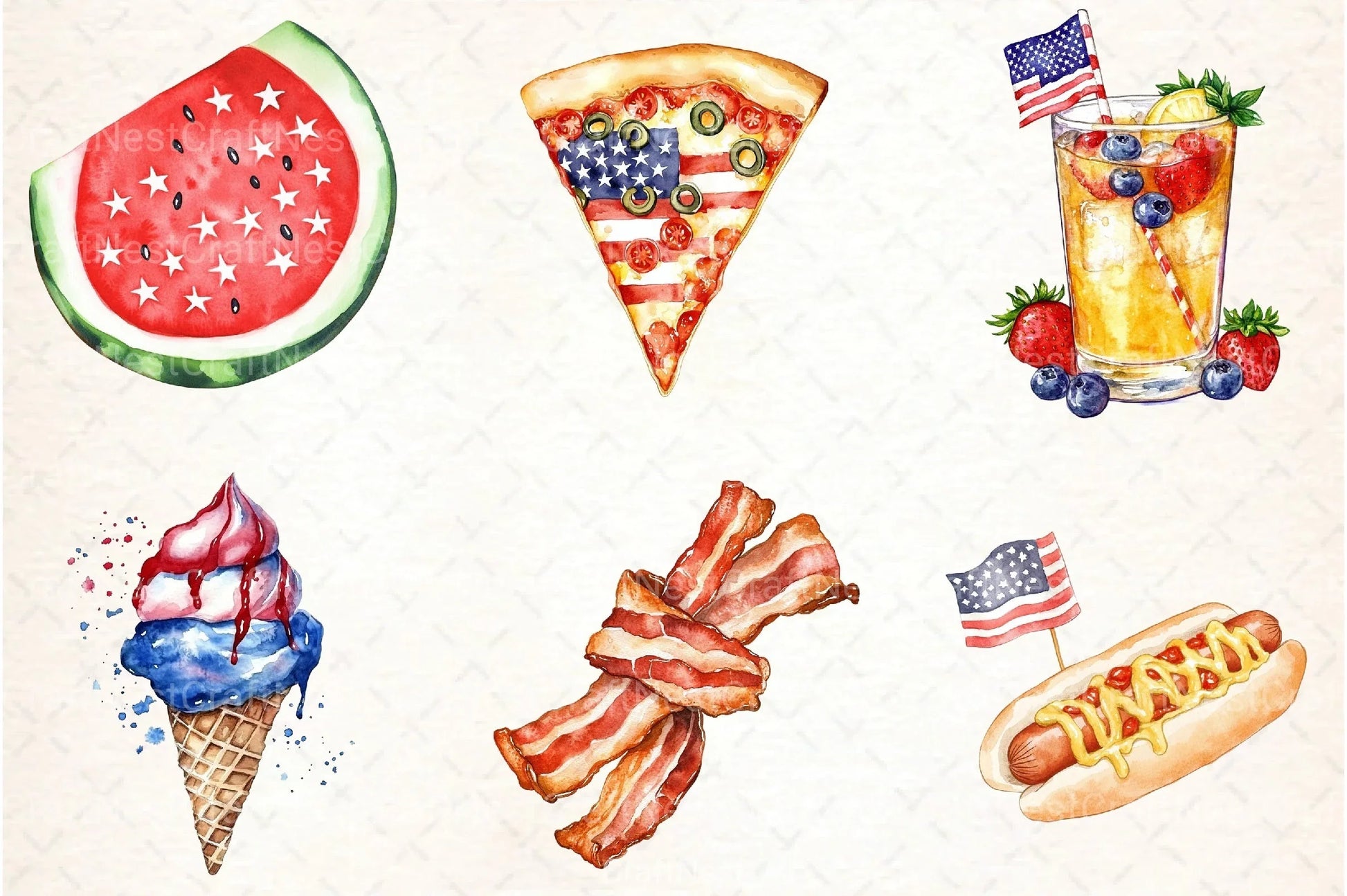 Fast Food Clipart Bundle for 4th of July - CraftNest - Digital Crafting and Art