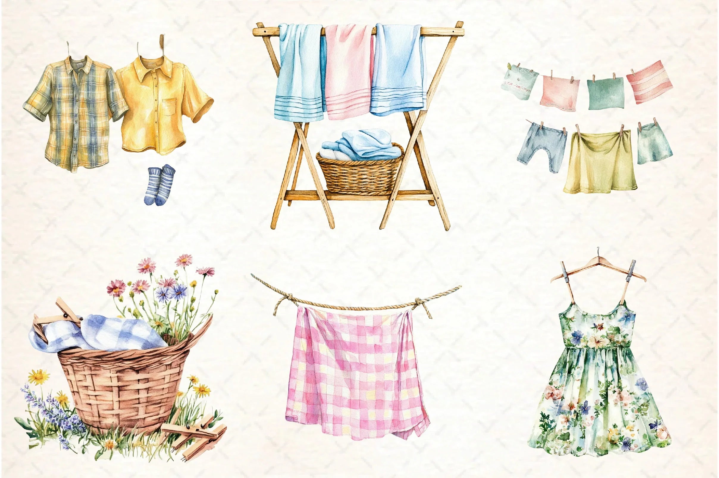 Summer Laundry Day Clipart Bundle - CraftNest - Digital Crafting and Art