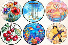 Round Stained Glass Summer Clipart Bundle 44 - CraftNest - Digital Crafting and Art