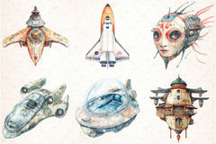 Japanese Spaceship Clipart Bundle - CraftNest - Digital Crafting and Art