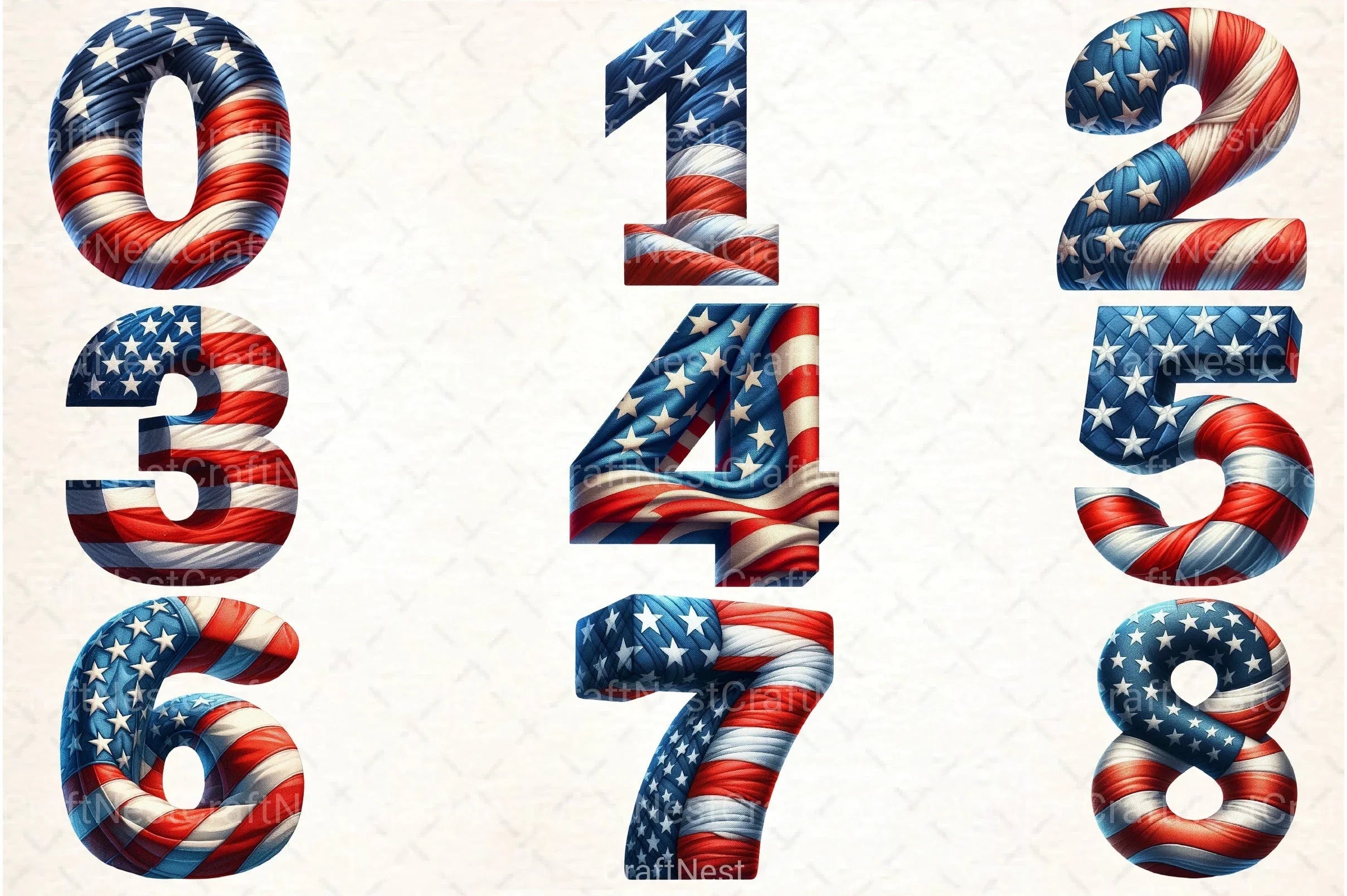 4th July Alphabet & Number Font Clipart Bundle - CraftNest - Digital Crafting and Art
