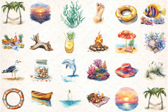 Beach Nature Clipart Bundle - CraftNest - Digital Crafting and Art
