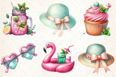 Pink & Mint Summer Clipart Bundle - CraftNest - Digital Crafting and Art