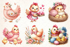 Pink Gingham Hen Mother's Day Clipart Bundle - CraftNest - Digital Crafting and Art