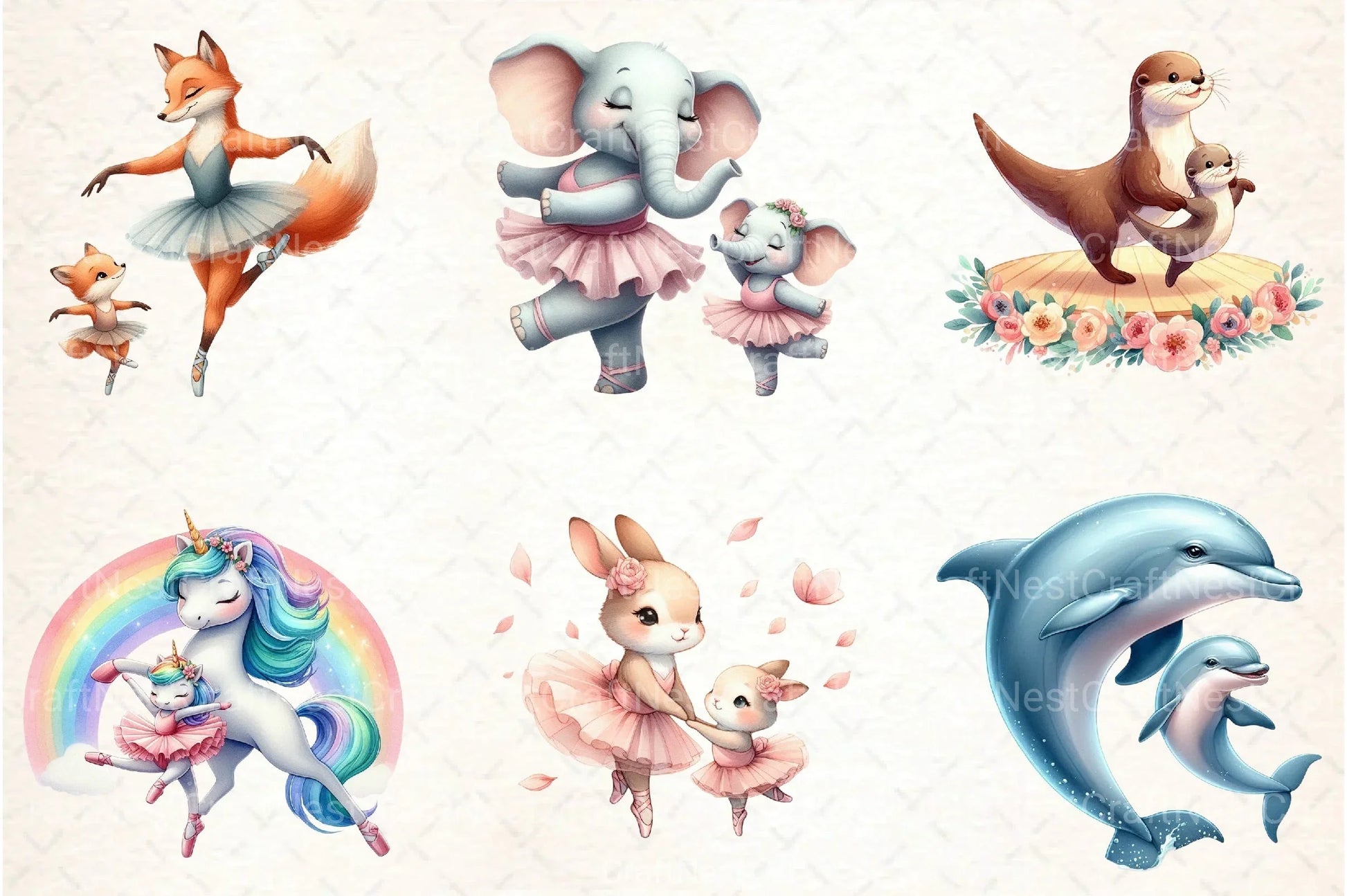 Cute Ballet Animals Mother's Day Clipart Bundle - CraftNest - Digital Crafting and Art