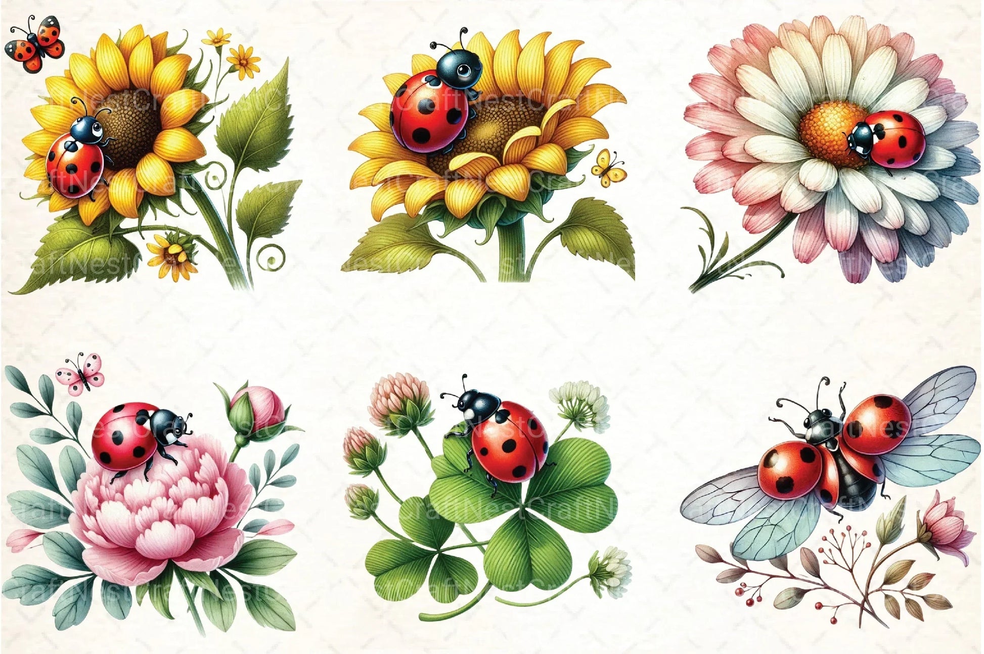 Spring Ladybug Clipart Bundle 1 - CraftNest - Digital Crafting and Art