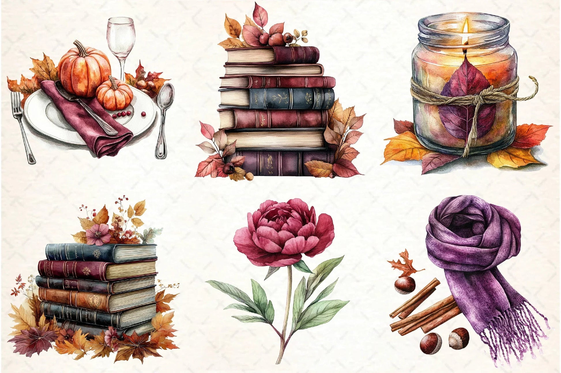 Burgundy Autumn Clipart Bundle - CraftNest - Digital Crafting and Art