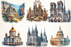 Famous Churches Clipart Bundle - CraftNest - Digital Crafting and Art