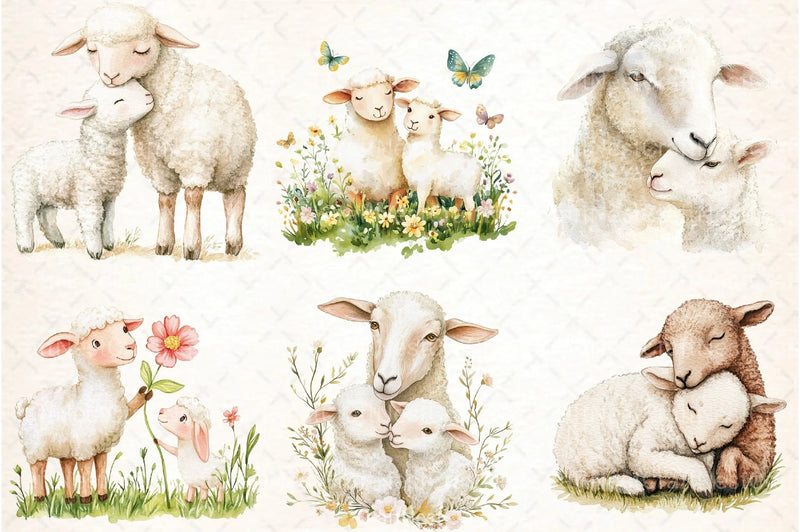 Lamb & Ewe Love Clipart Bundle - CraftNest - Digital Crafting and Art