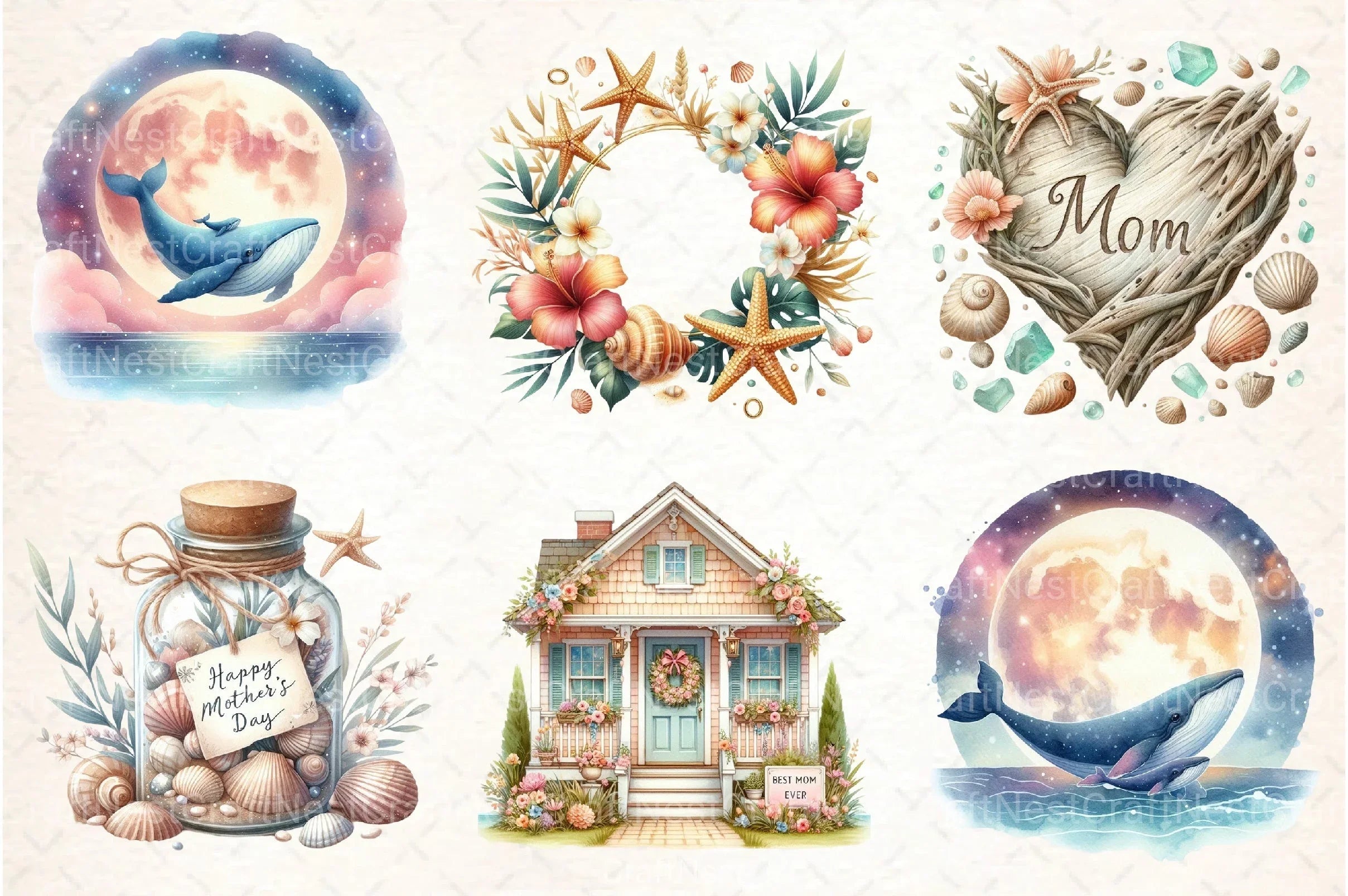 Mother's Day Beach Clipart Bundle - CraftNest - Digital Crafting and Art