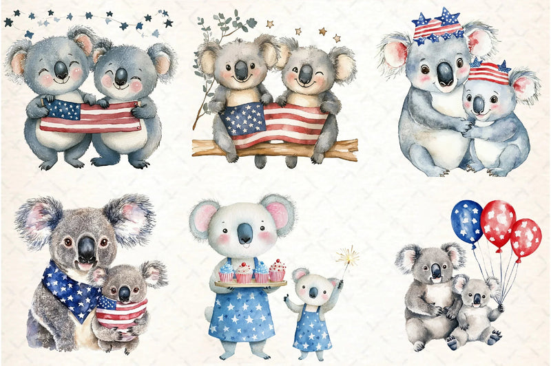 Mother Koala 4th of July Clipart Bundle - CraftNest - Digital Crafting and Art