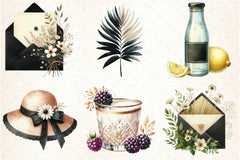 Ivory and Black Summer Clipart Bundle - CraftNest - Digital Crafting and Art