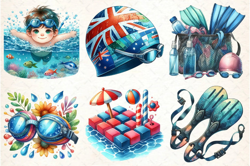 Summer Swimming Clipart Bundle - CraftNest - Digital Crafting and Art