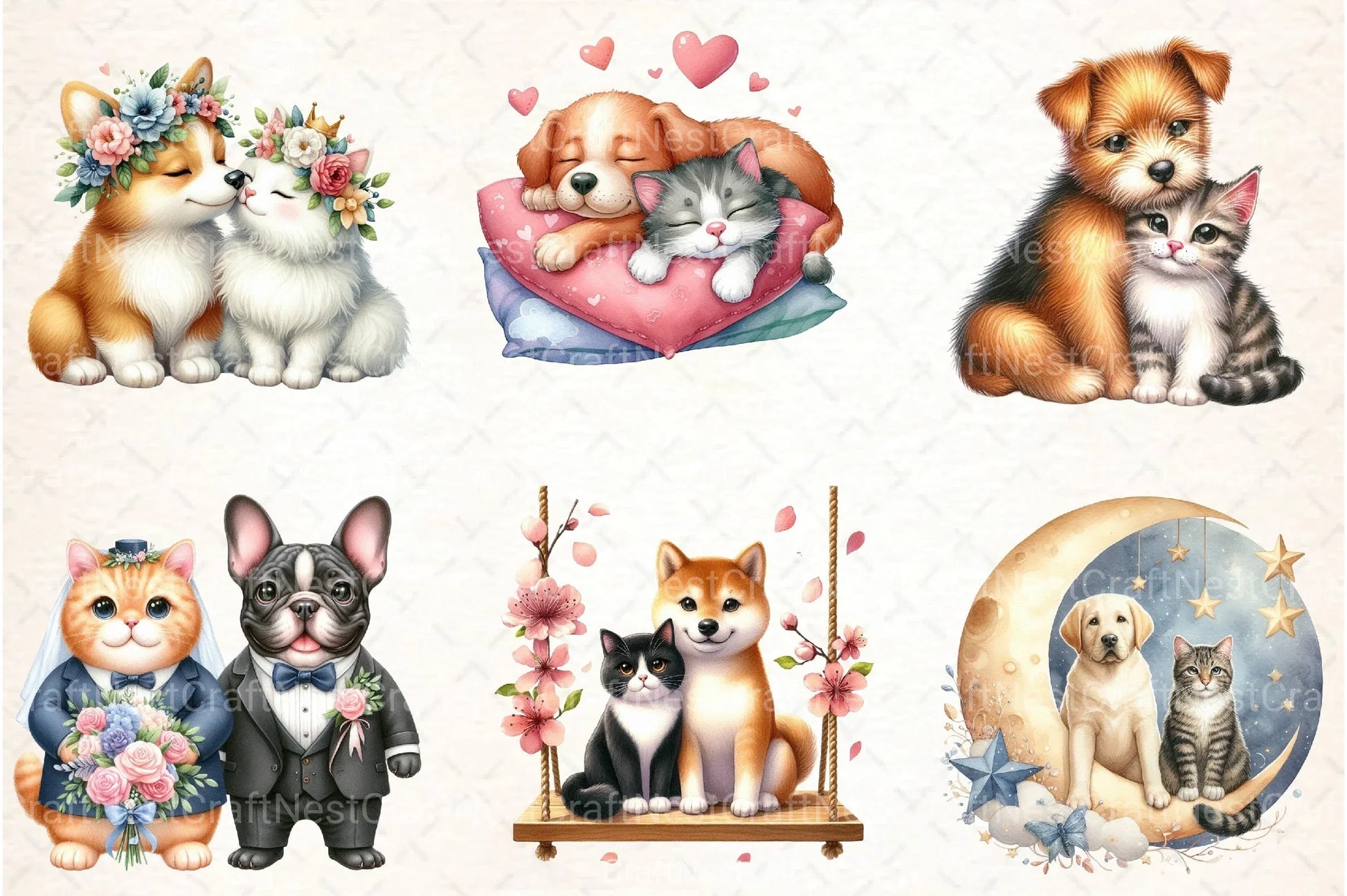 Dog and Cat Clipart Bundle 99 - CraftNest - Digital Crafting and Art