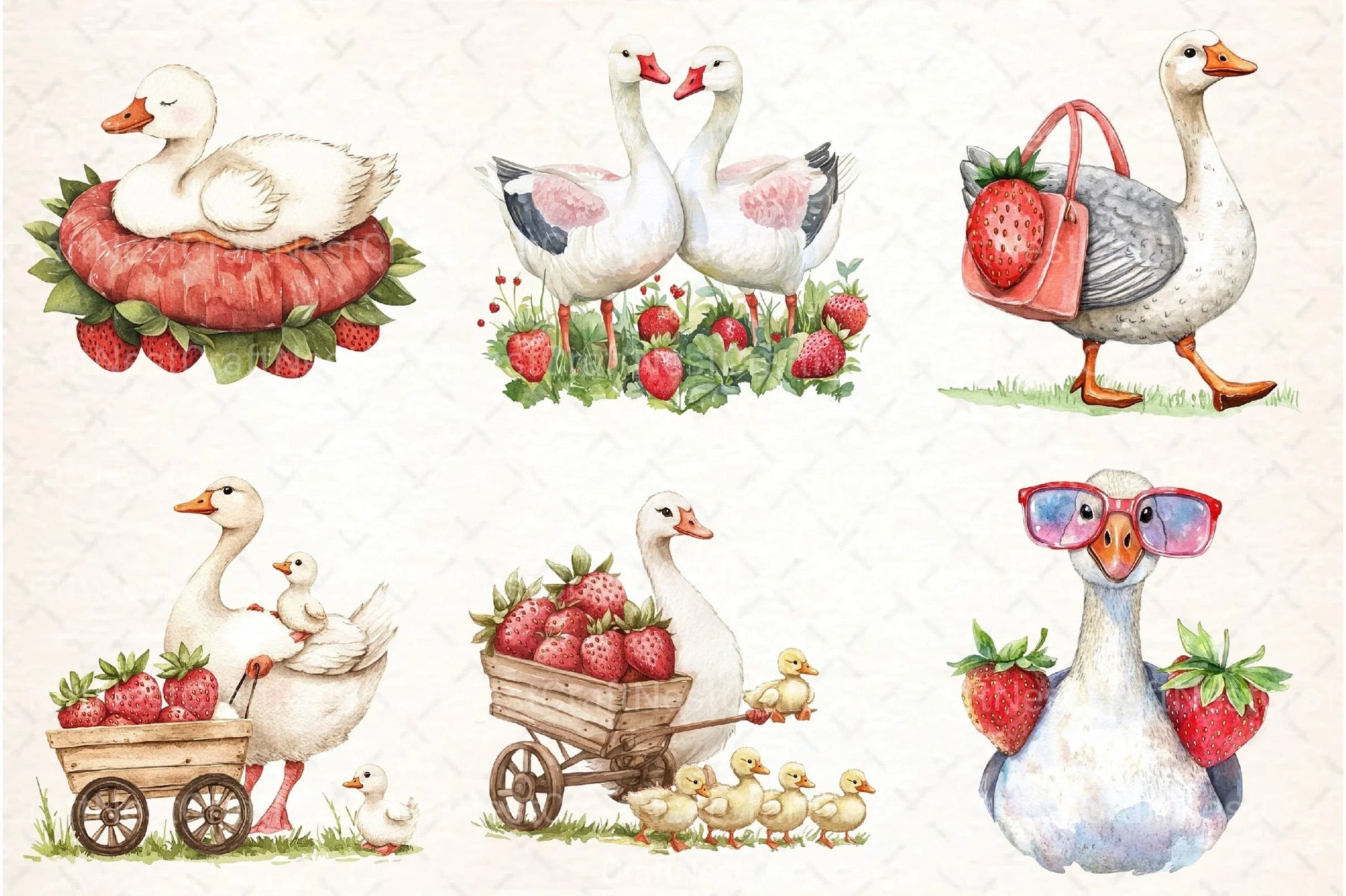 Strawberry Goose Clipart Bundle 99 - CraftNest - Digital Crafting and Art